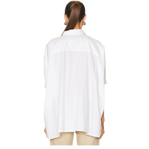 R13 Oversized Boxy Button Pp Shirt Short Sleeve White Relax Sz L Cotton - Picture 7 of 16